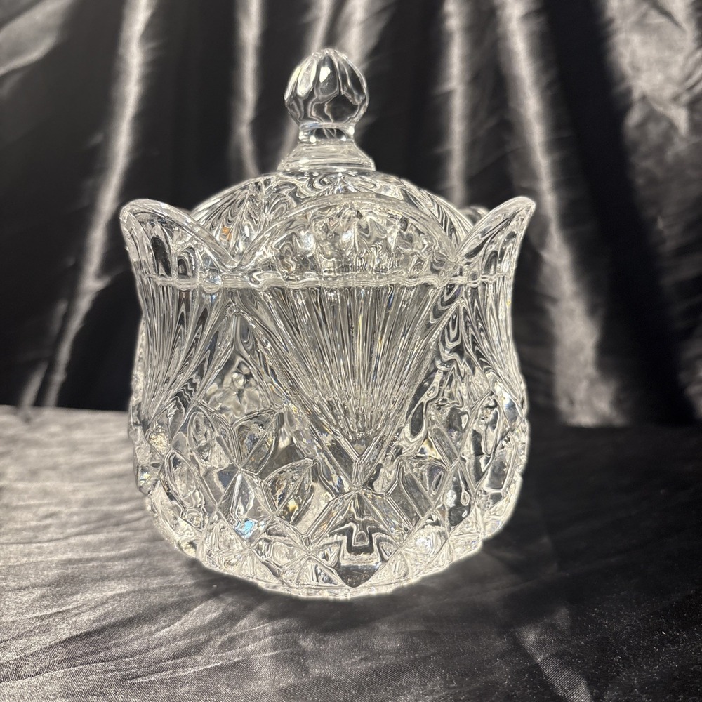 Shannon Lead Crystal Covered Scalloped Pineapple Candy Bowl Dish Godinger